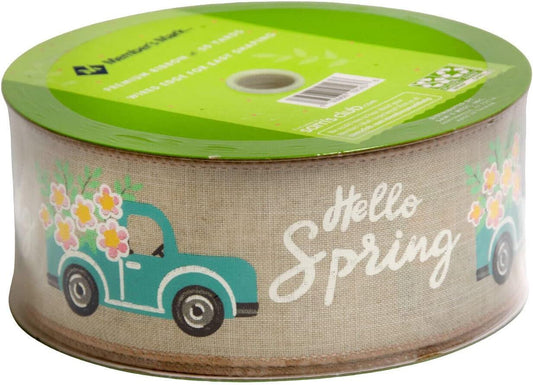 Member's Mark Premium Ribbon Wired Edge 50 Yards 2.5" Hello Spring Flower Pickup