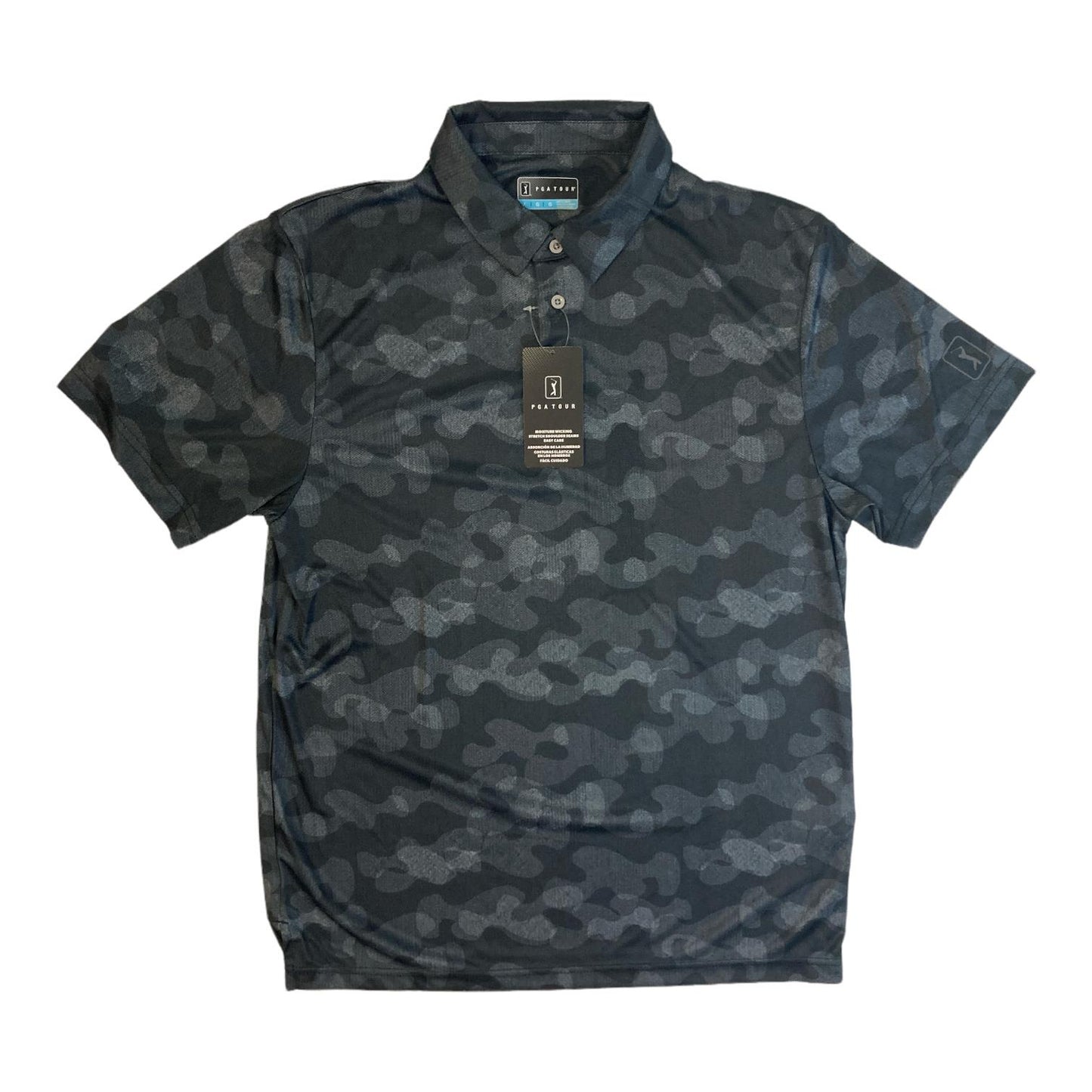 PGA Tour Men's Golf Polo Caviar Camoflauge
