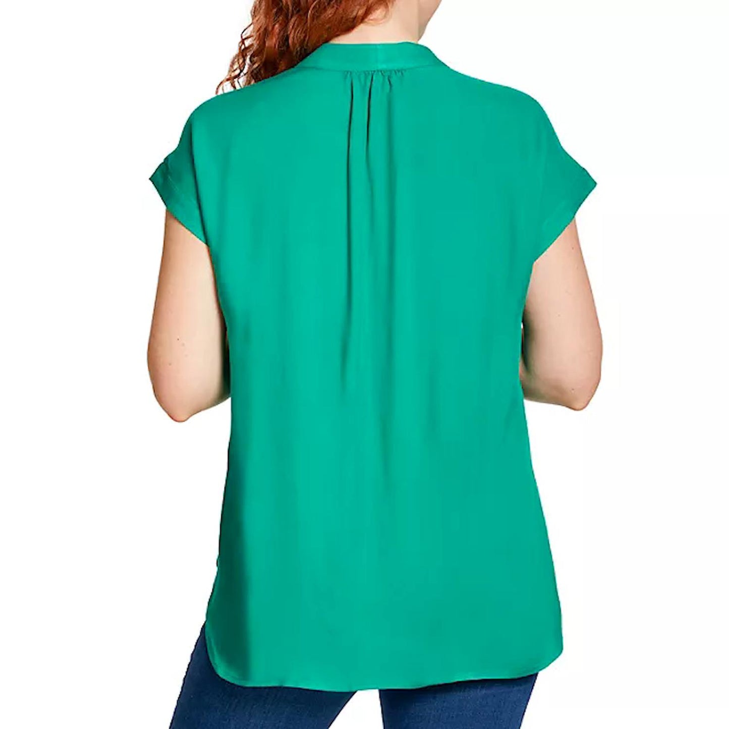 Nine West Women's Lightweight Relaxed Fit Woven Popover V-Neck Top