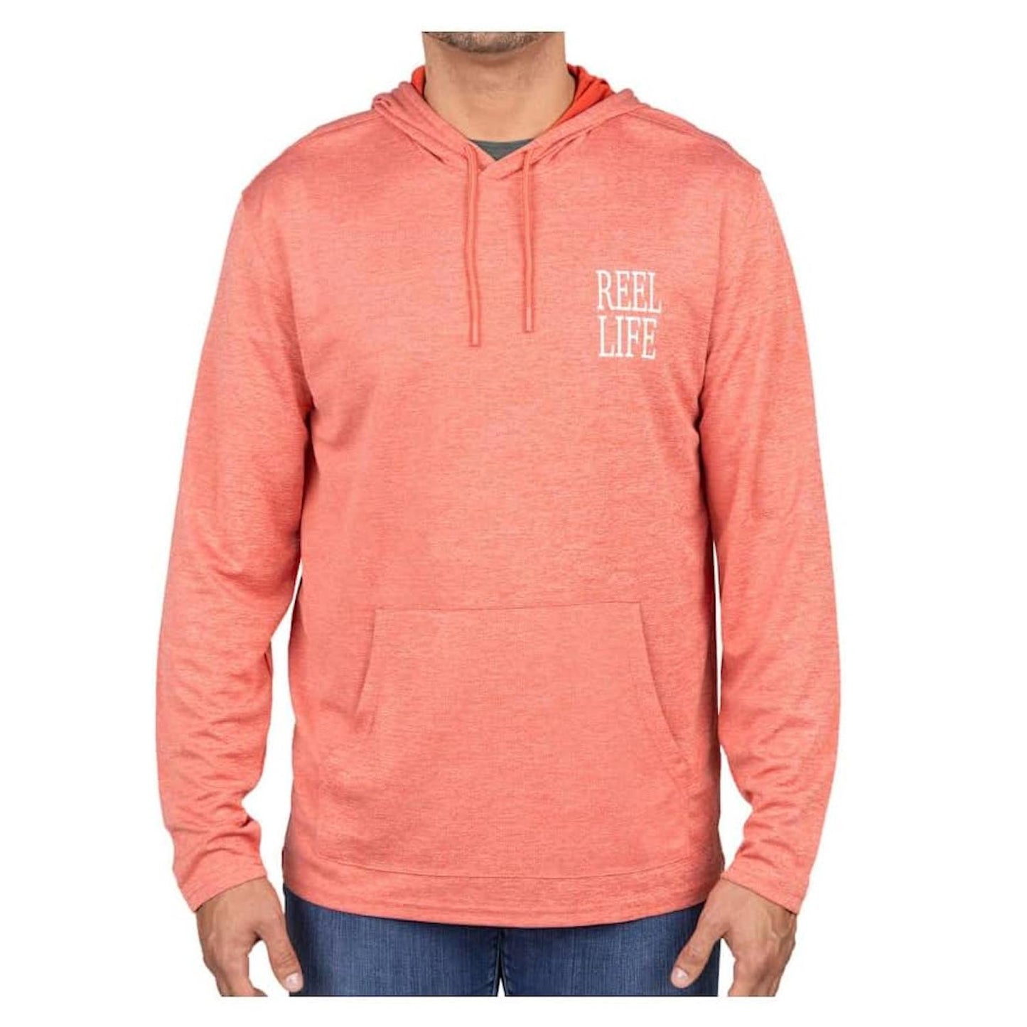 Reel Life Destin Pullover Hoodie with pockets UV Shirt Molten Lava XL