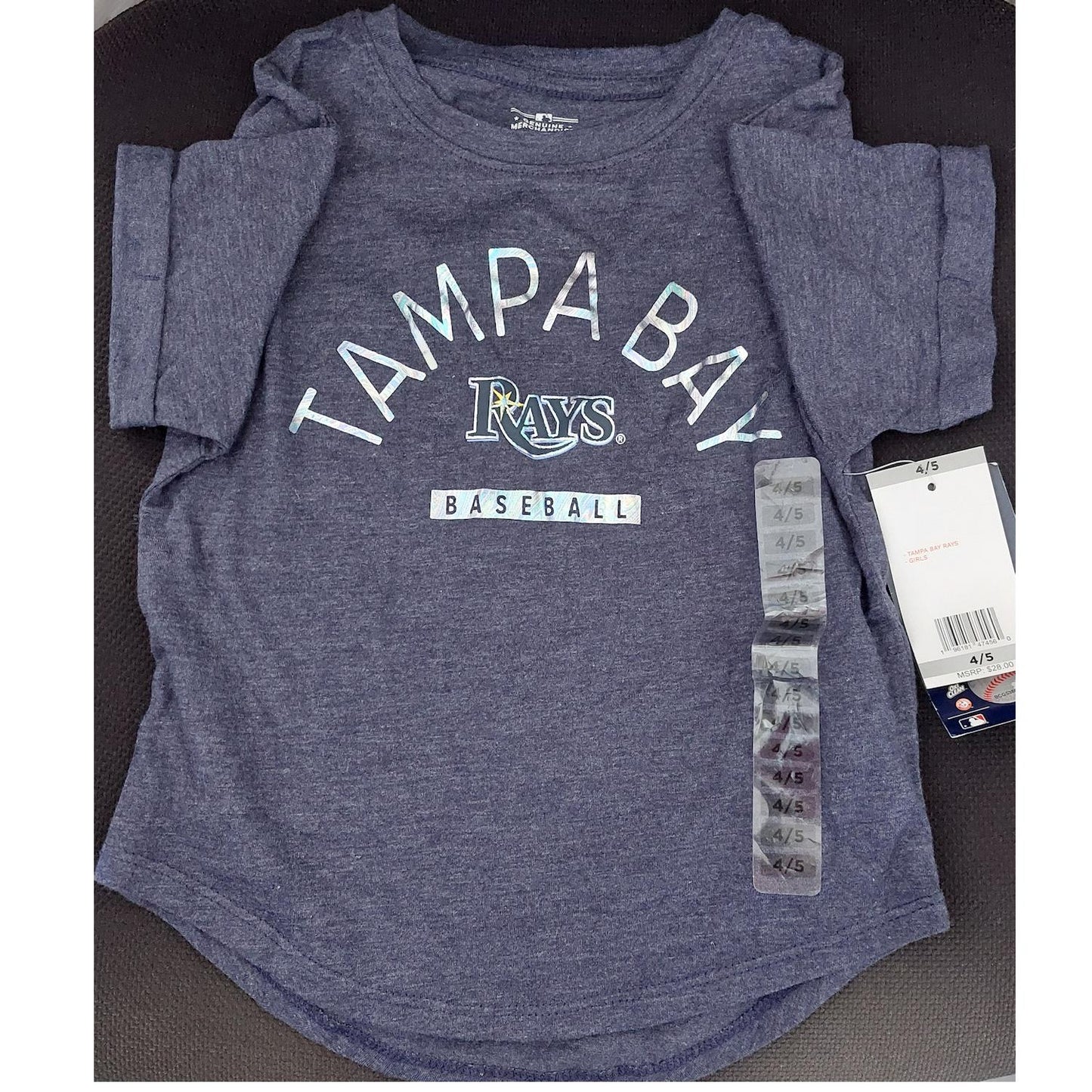Tampa Bay Rays Girl's Youth T-Shirt Shiny Logo Genuine Merchandise