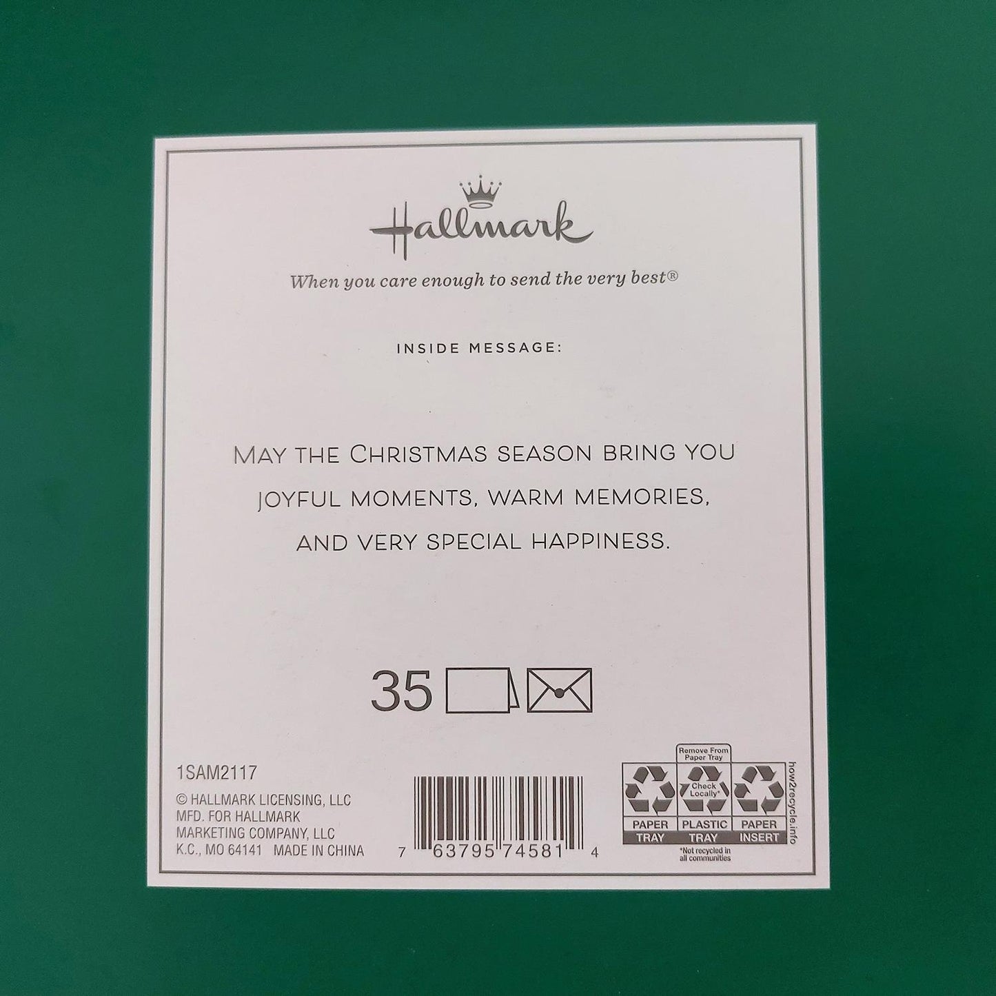 Hallmark Boxed Deluxe Christmas Cards Merry Christmas Wreath 35 Cards, Designed Self-Sealing Envelopes and Seals