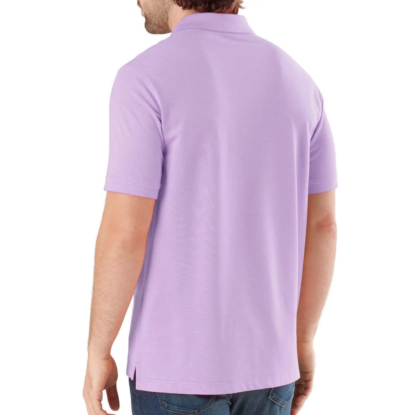 Members Mark Stretch Lightweight Cotton Men's Pique Polo Classic Fit Shirt Lavender S