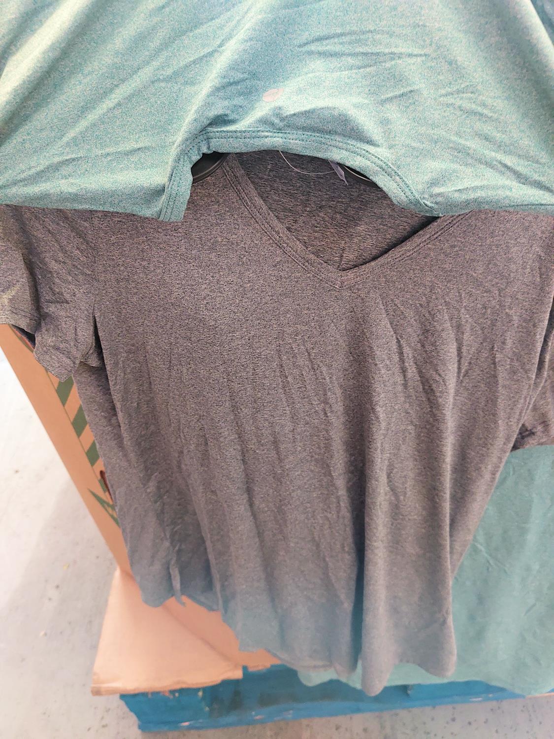 90 Degree Women's V-Neck Short Sleeve Everyday Easy Fit Tee 2 Pack Green/Gray