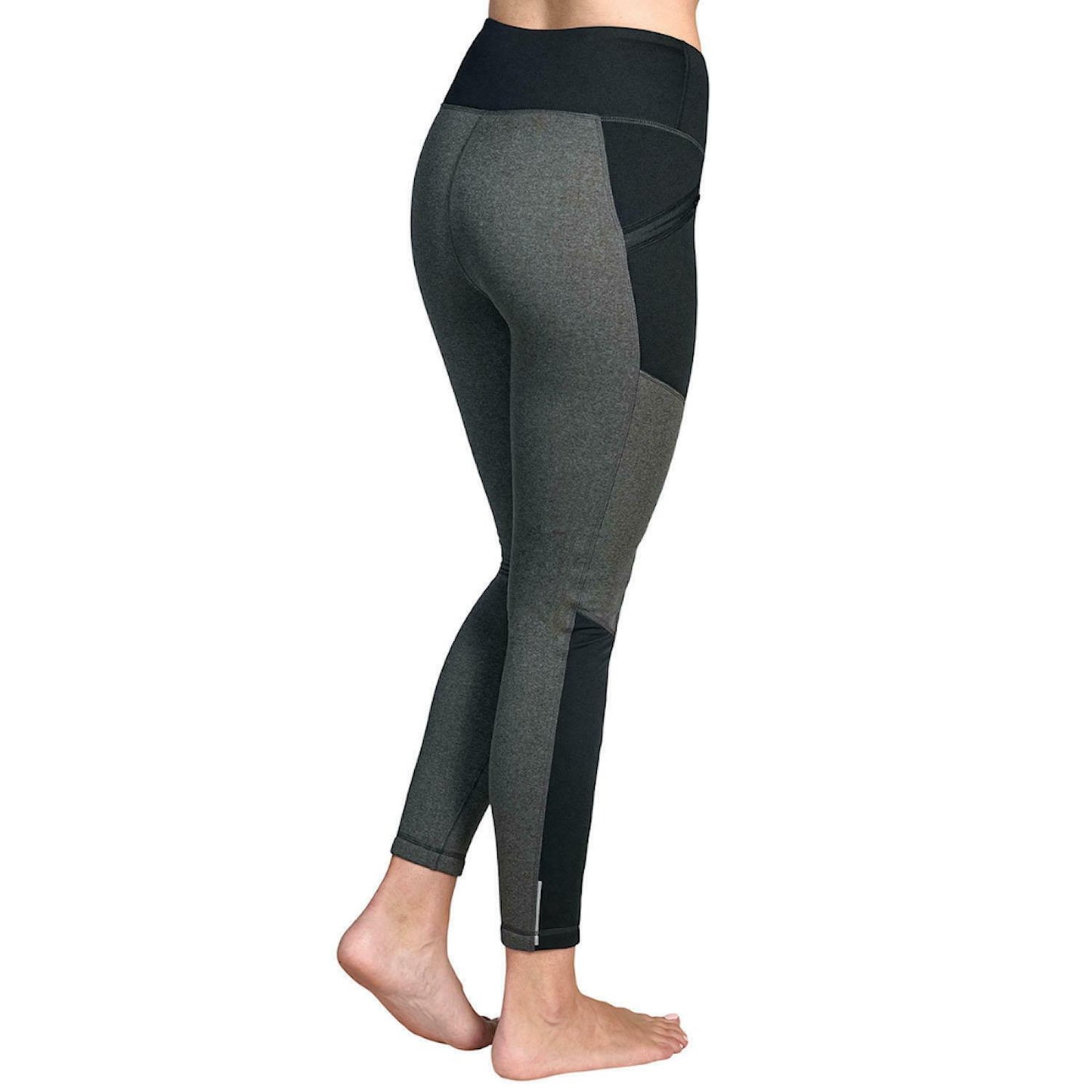 Active Life Women's Zip Pocket High Rise Warm Fleece Lined Leggings Black Heather Gray M