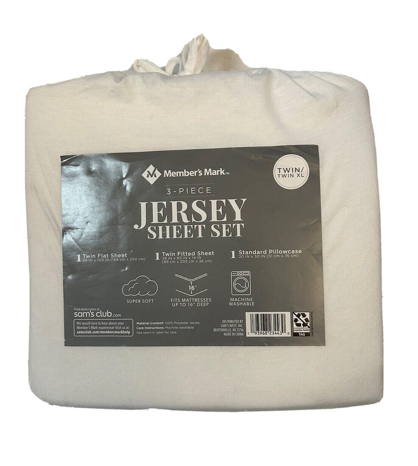 Member's Mark Super Soft Jersey Sheet Set, 100% Polyester White Twin Twin XL