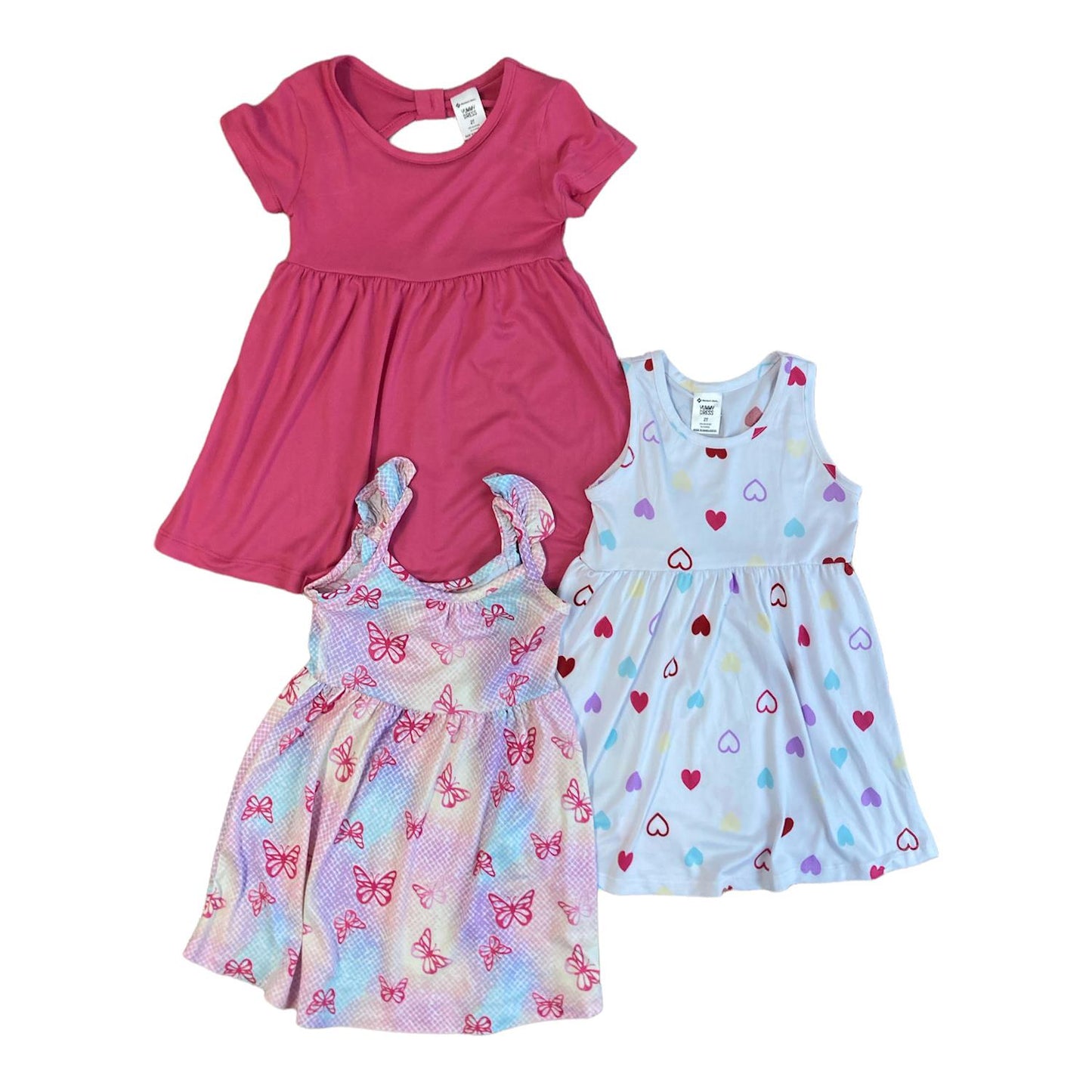 Member's Mark Girl's 3-Pack Sleeveless & Short Sleeve Dress Set Butterfly