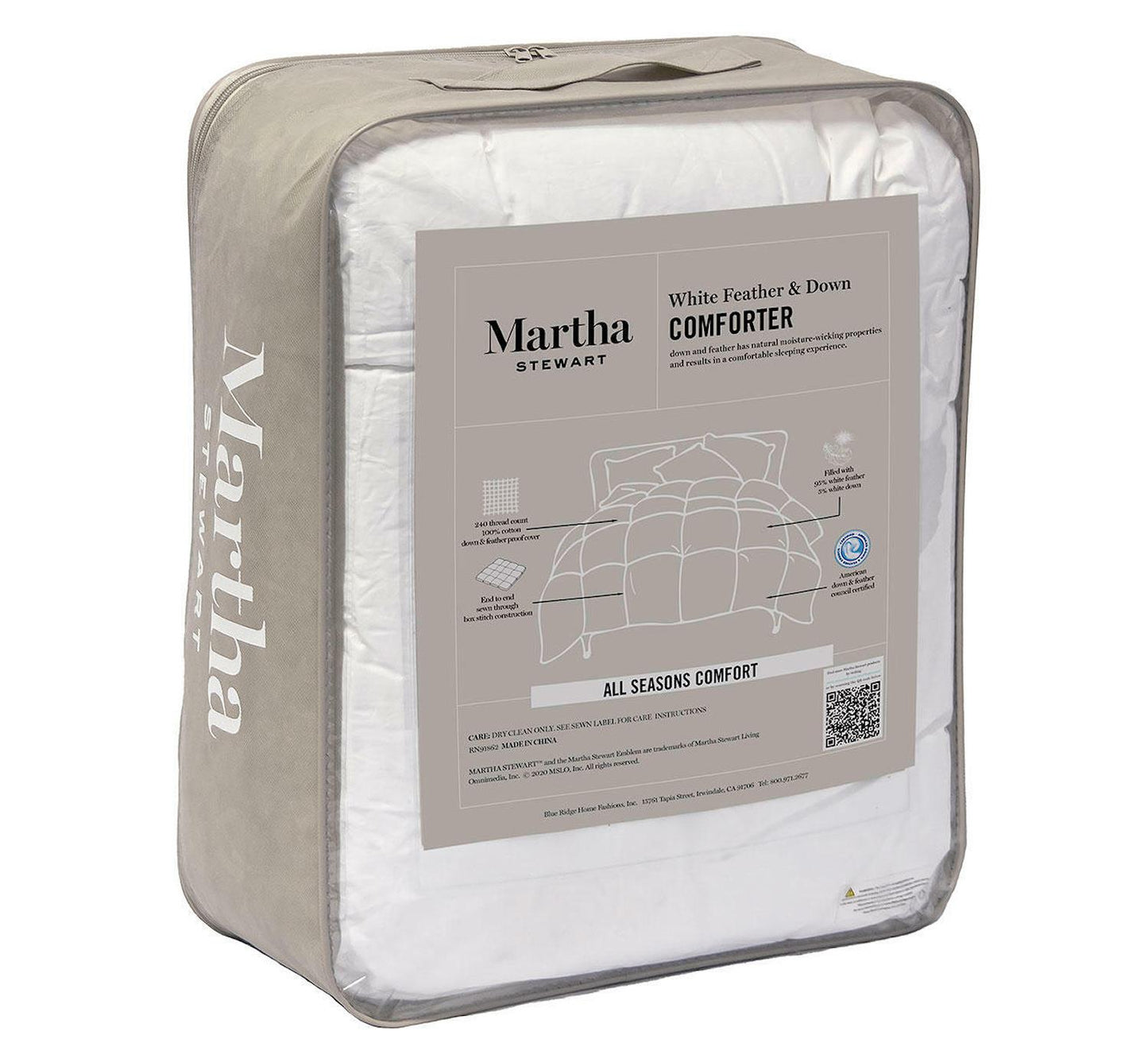 Martha Stewart 100% Cotton White Feather and Down Comforter Full / Queen