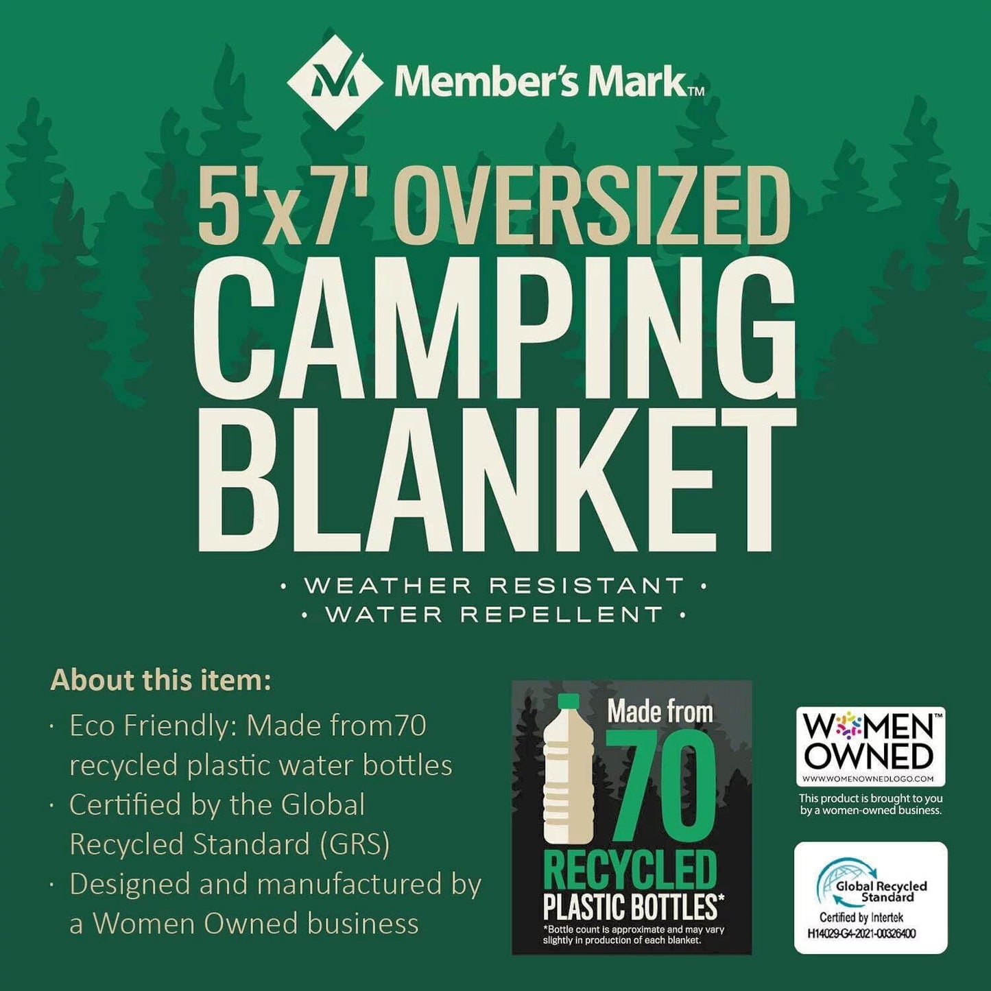 Member's Mark 5' x 7' Oversized Camping Blanket