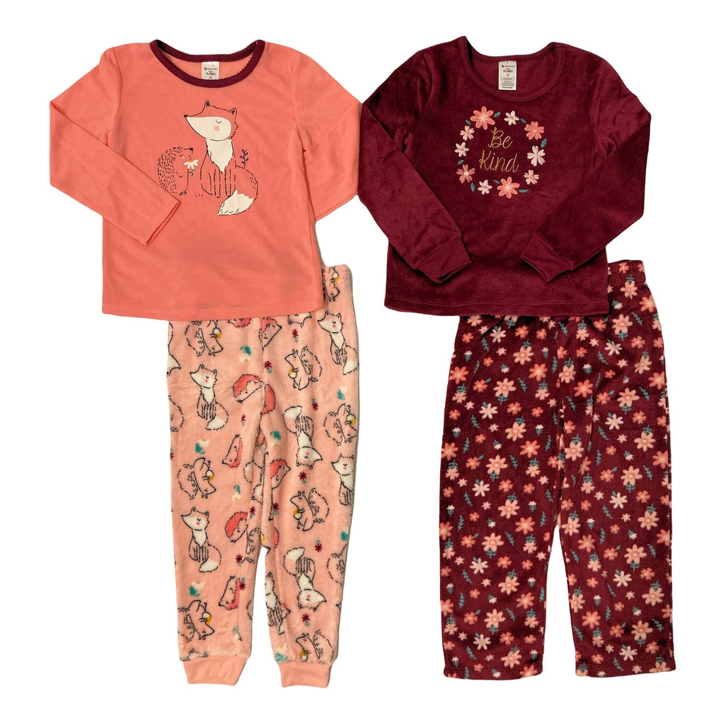 Member's Mark Girl's 4 Piece Plush & Super Soft Fleece Pajama Set