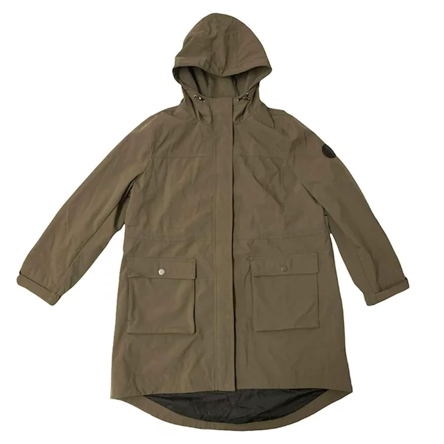 DKNY Women's Water Resistant Hooded Long Line Parka Jacket, Adjustable Waist
