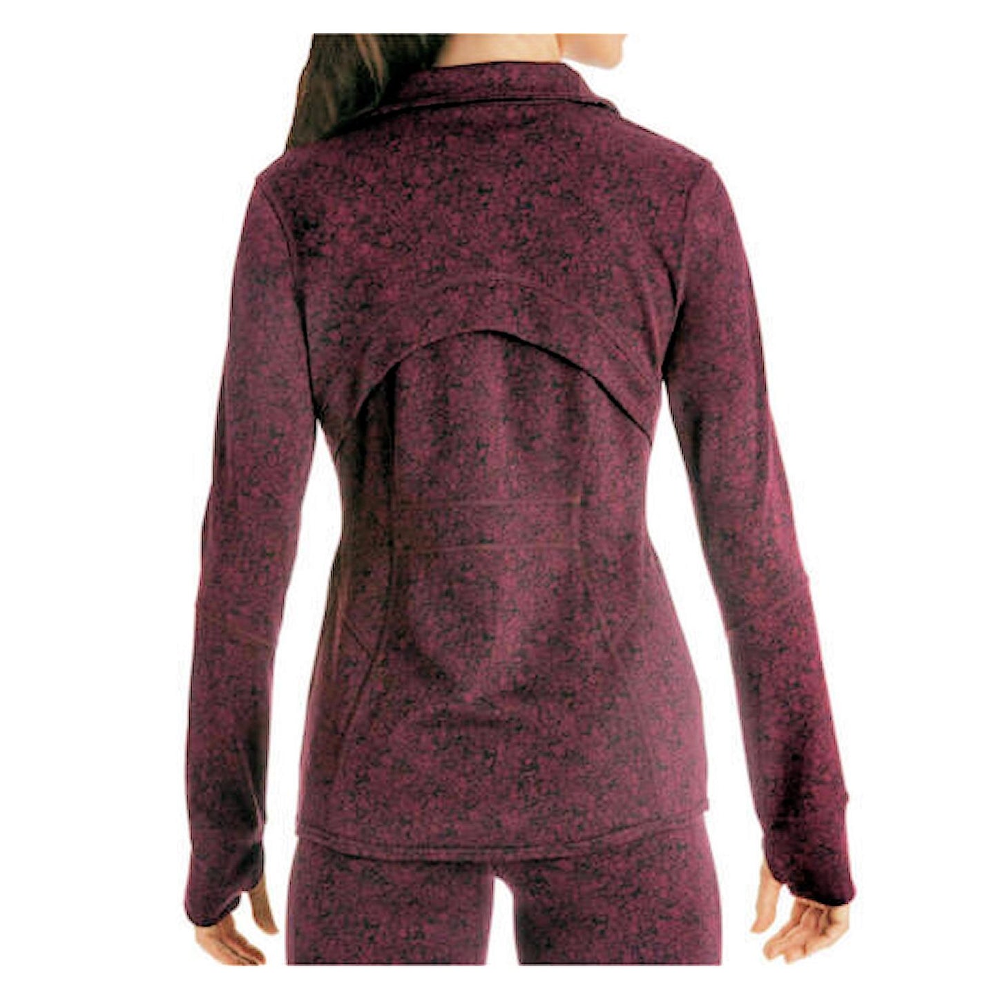 Member's Mark Women's Zip Up Athletic Textured Jacket Thumbhole Burgundy Small