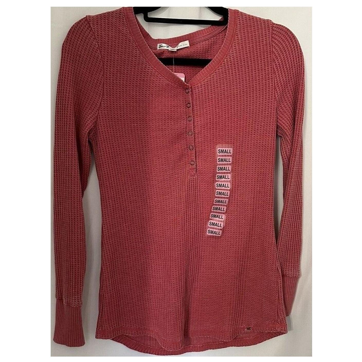 Seven7 Women's Long Sleeve Snap Waffle Henley