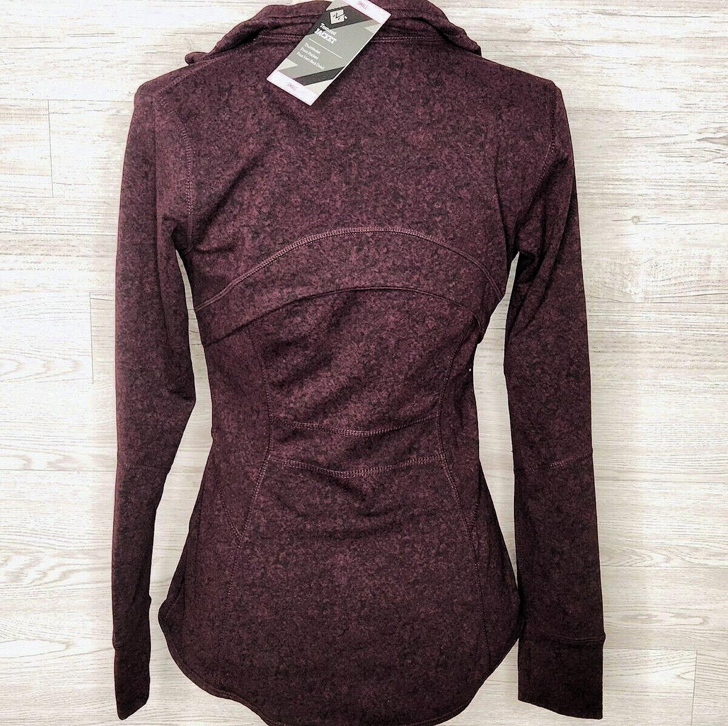 Member's Mark Women's Zip Up Athletic Textured Jacket Thumbhole Burgundy Small