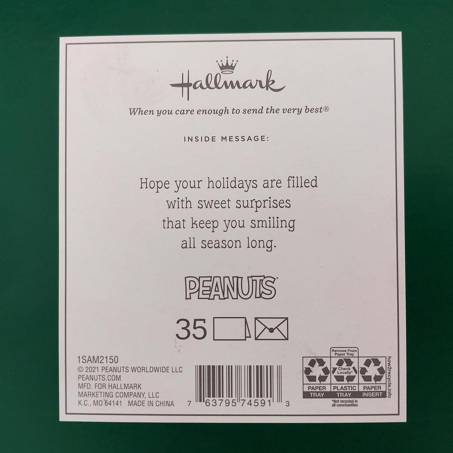 Hallmark Boxed Deluxe Christmas Cards Peanuts 35 Cards, Designed Self-Sealing Envelopes and Seals