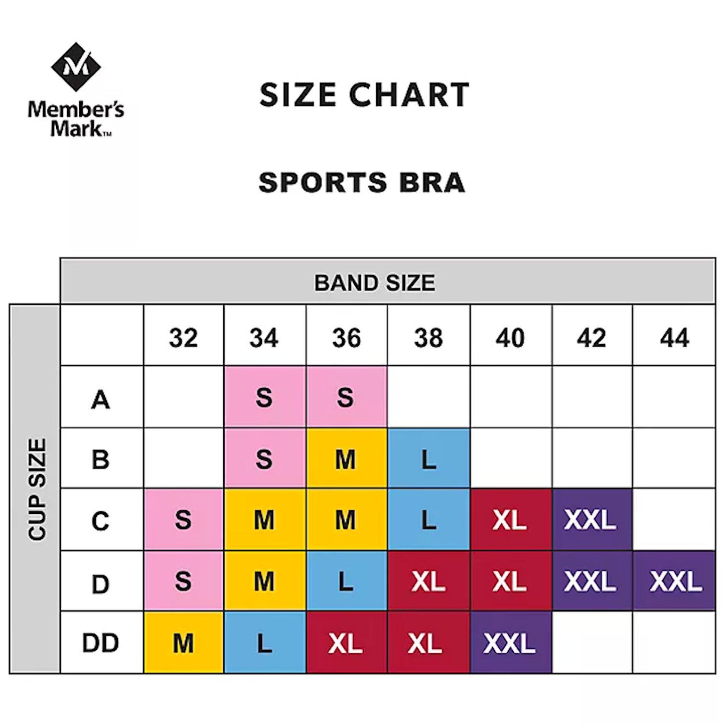 Member's Mark Ladies 2pk Seamless Double Scoop Sports Bra Black/Gray M