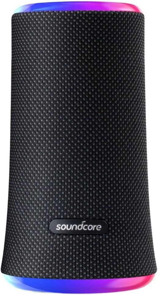Soundcore Flare 2 (20W, 12-Hour Playtime) Wireless Portable IPX7 Waterproof Bluetooth Speaker, 360° Immersive Sound, Music Driven Lightshow, PartyCast (Connect up to 100 Speakers) Black (A3165)
