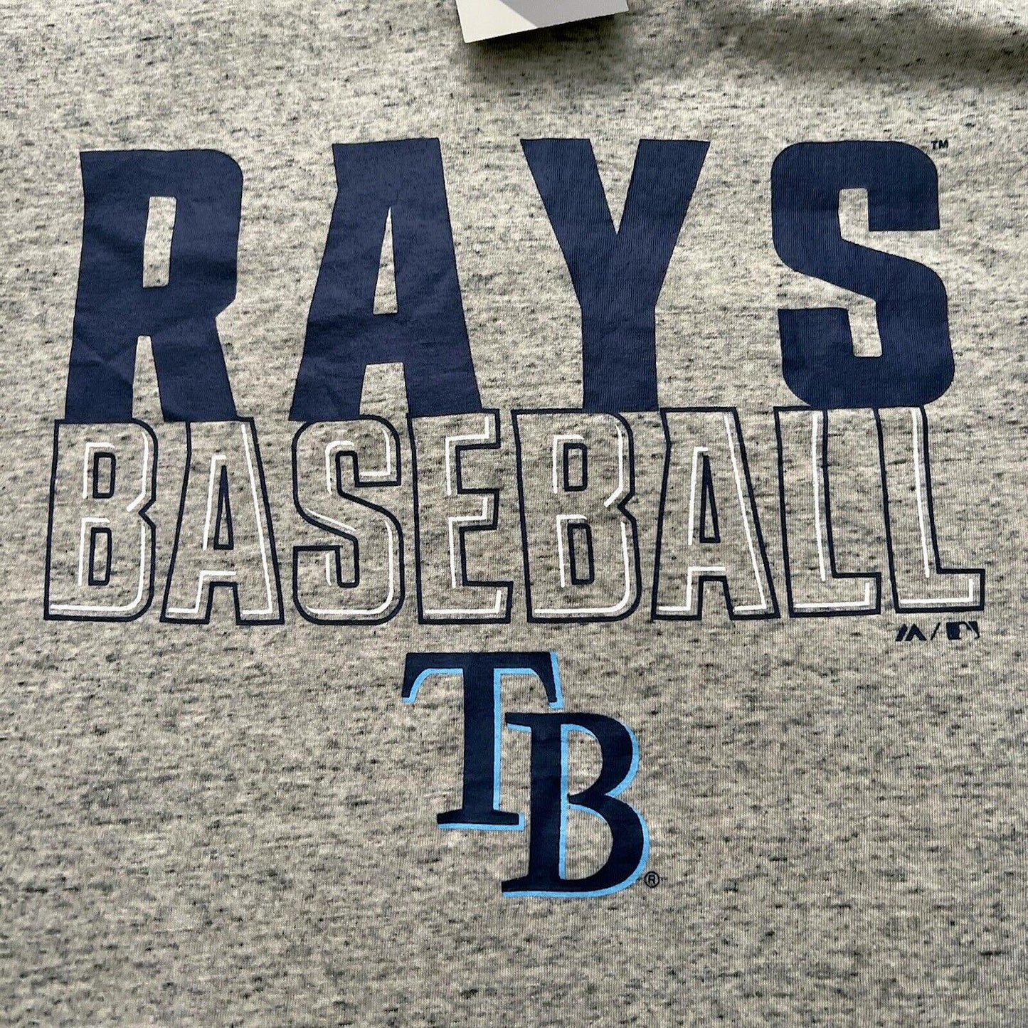 Tampa Bay Rays Heather Gray Blue Logo T-Shirt Genuine Merchandise Majestic