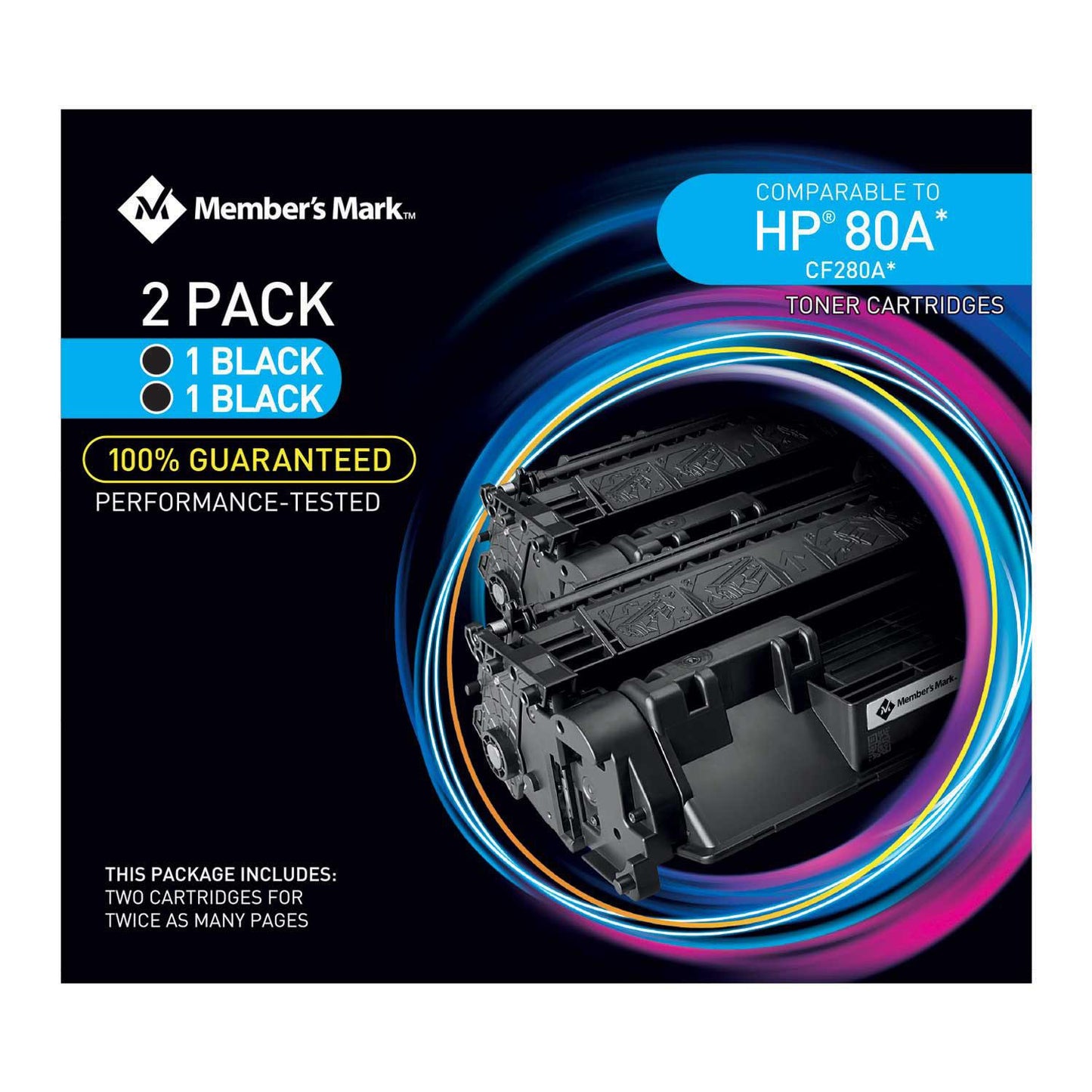 Member's Mark Remanufactured HP 80A (2 pk., 2 Black Toner Cartridges)