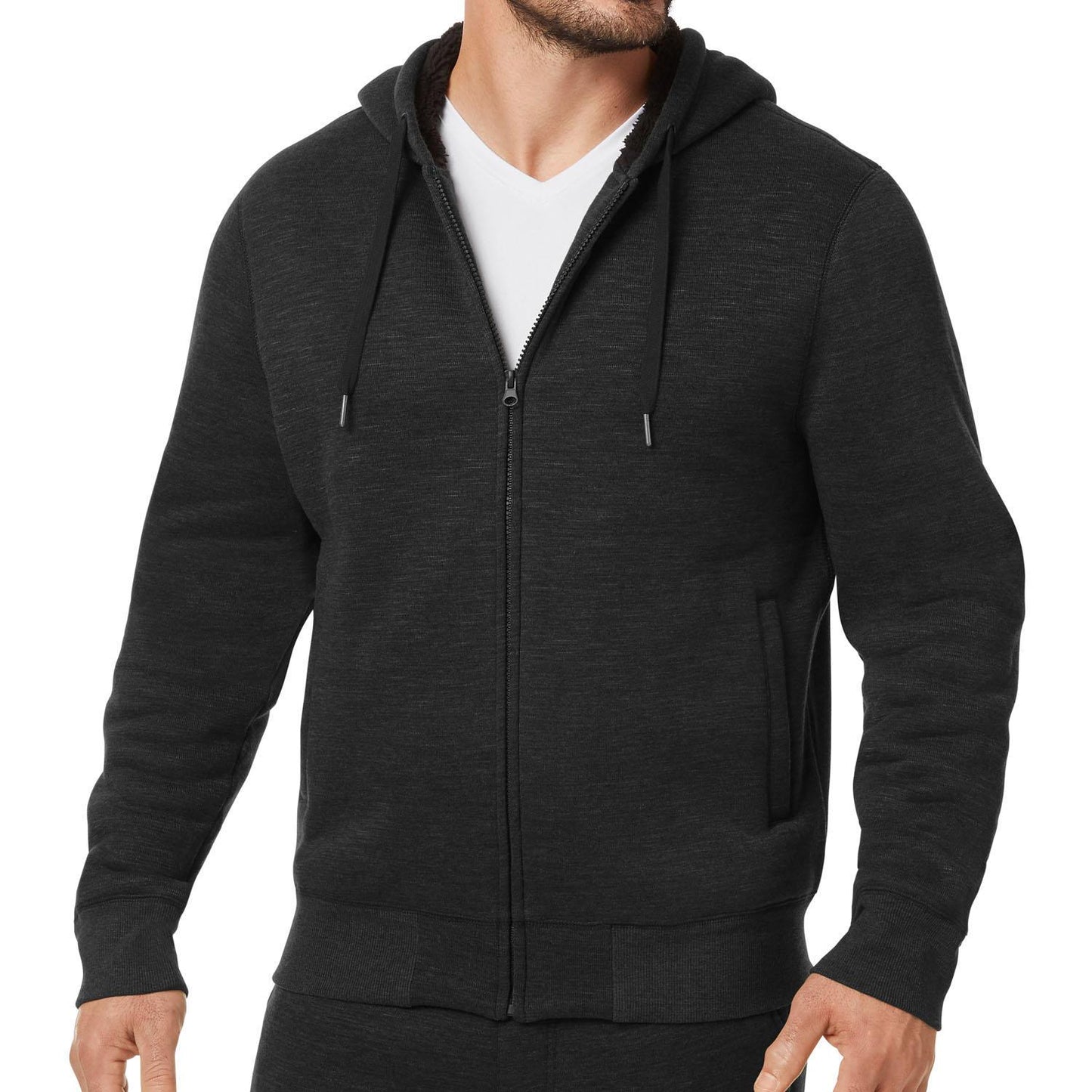 Member's Mark Men's Full Zip Rib Cuff & Hem Sherpa Lined Hoodie