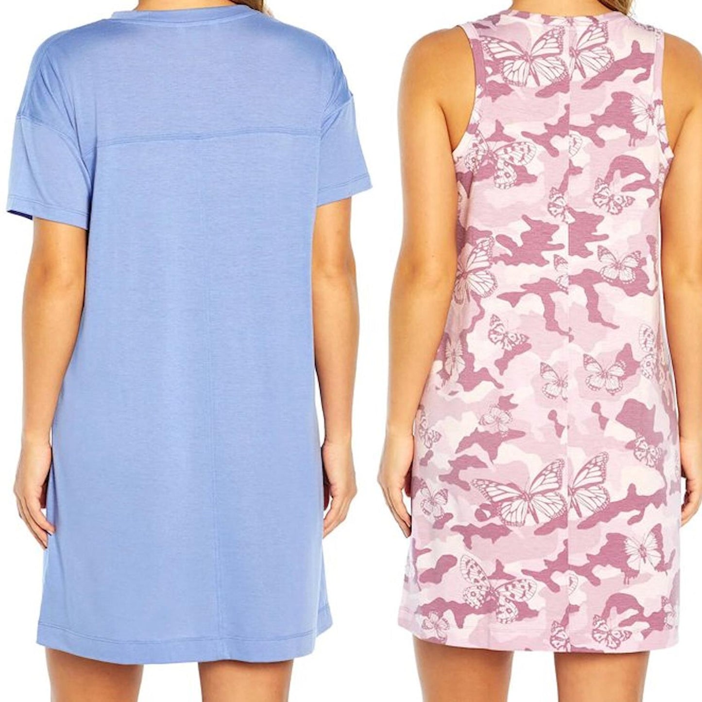 Wildfox Women's 2 Pack Sleep Shirts Dresses Nightgown One Tank One Short Sleeve Shirt Set