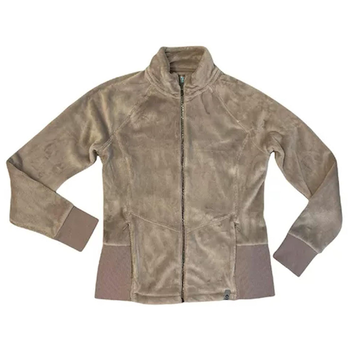 Free Country Women's Plush Butter Pile Zip Up Jacket, Ribbed Cuffs W/ Thumbholes (Walnut, S)