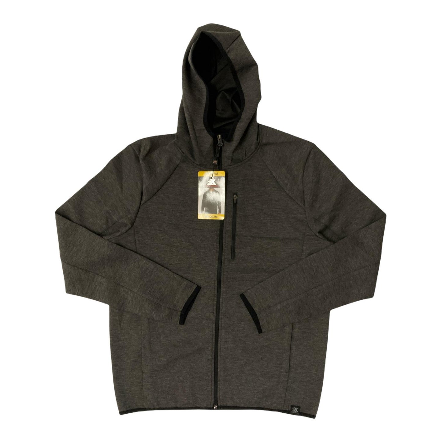 Zeroxposur Men's Full Zip Stretch Fabric Tech Fleece Hoodie Black Heather XL