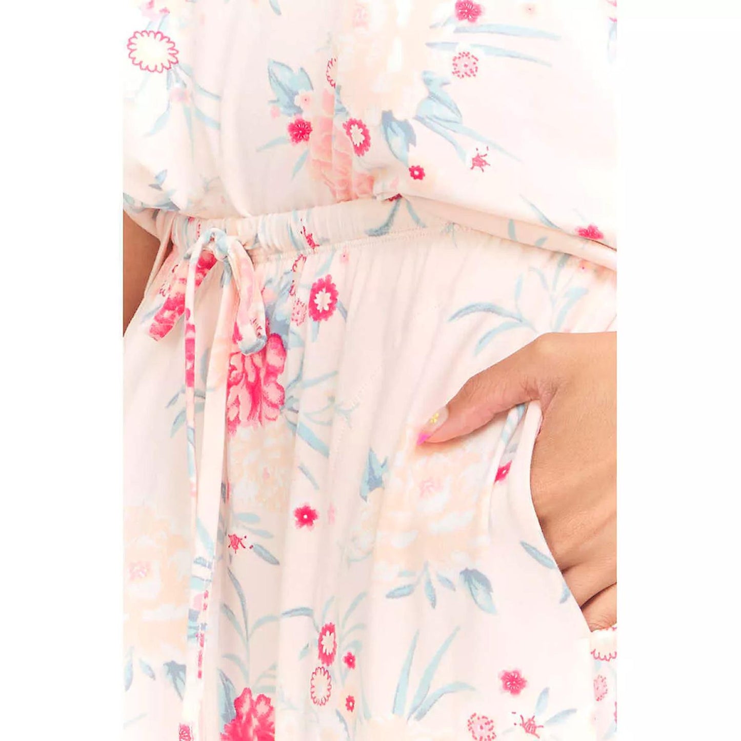 Flora Nikrooz Women's Short Sleeve Button Up Notch Collar and Pants 2 pc Pajama Set Pink M