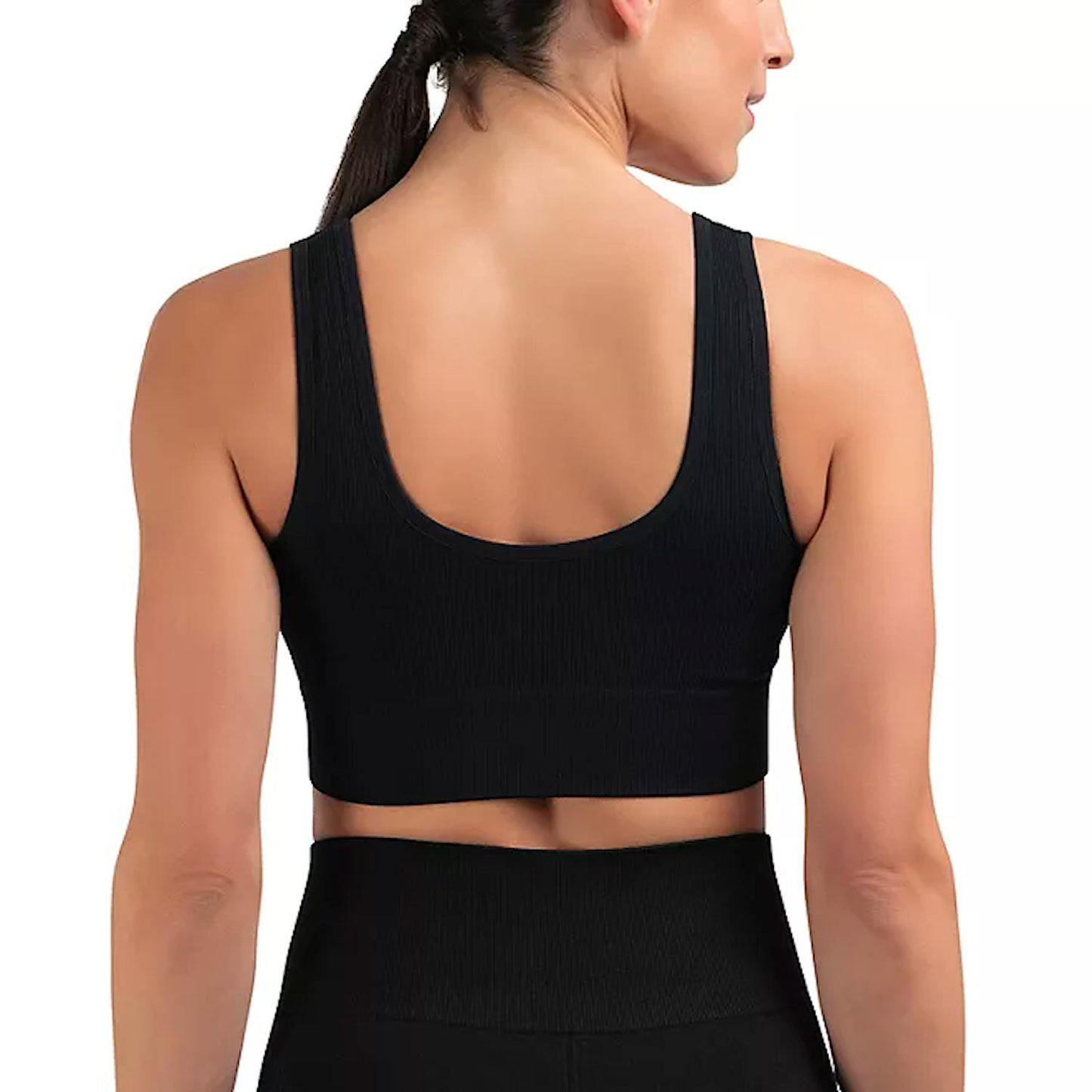 Member's Mark Ladies 2pk Seamless Double Scoop Sports Bra Black/Gray M