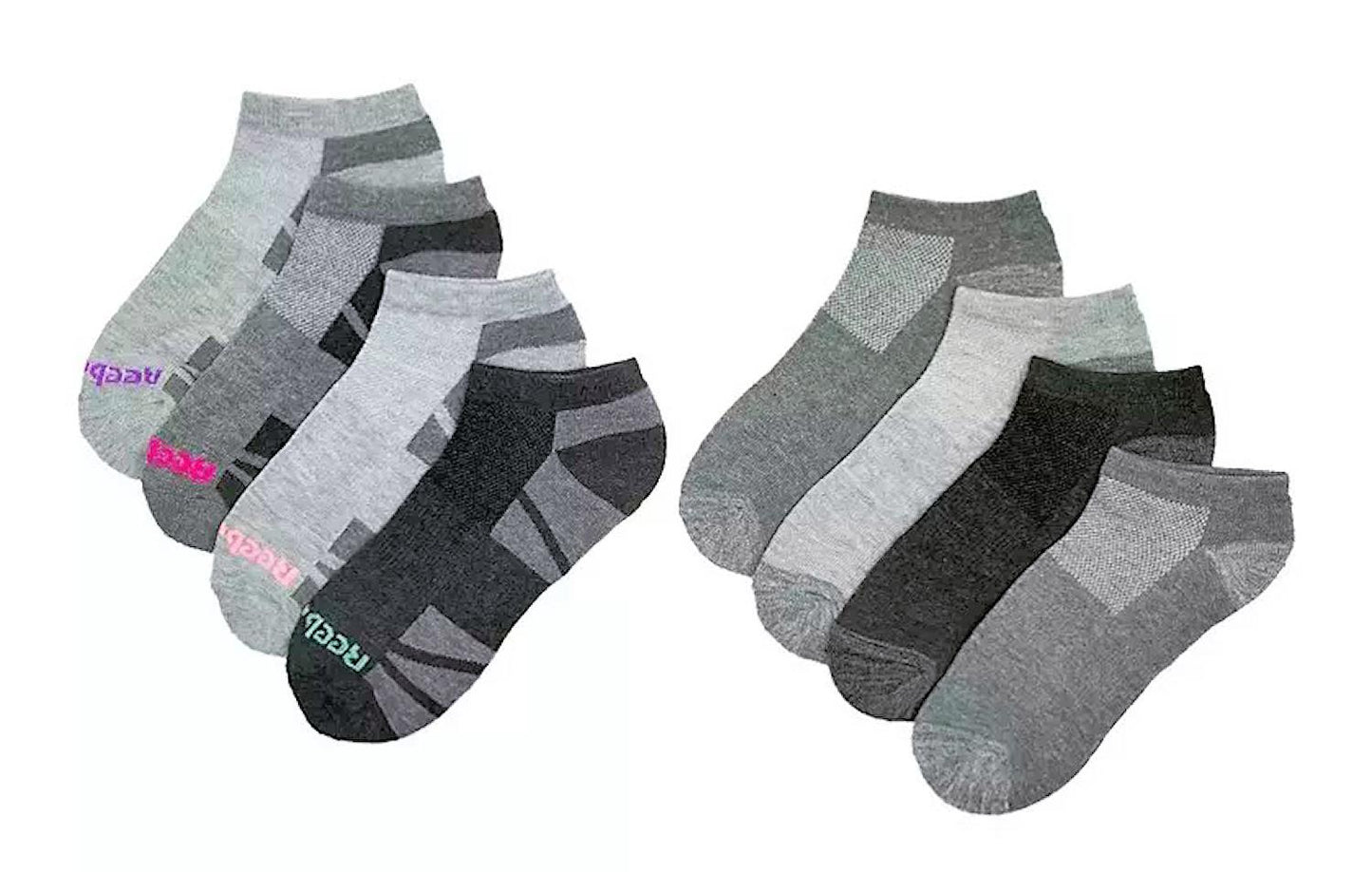 Reebok Ladies Low Cut Performance Training Socks, 8 Pair Gray