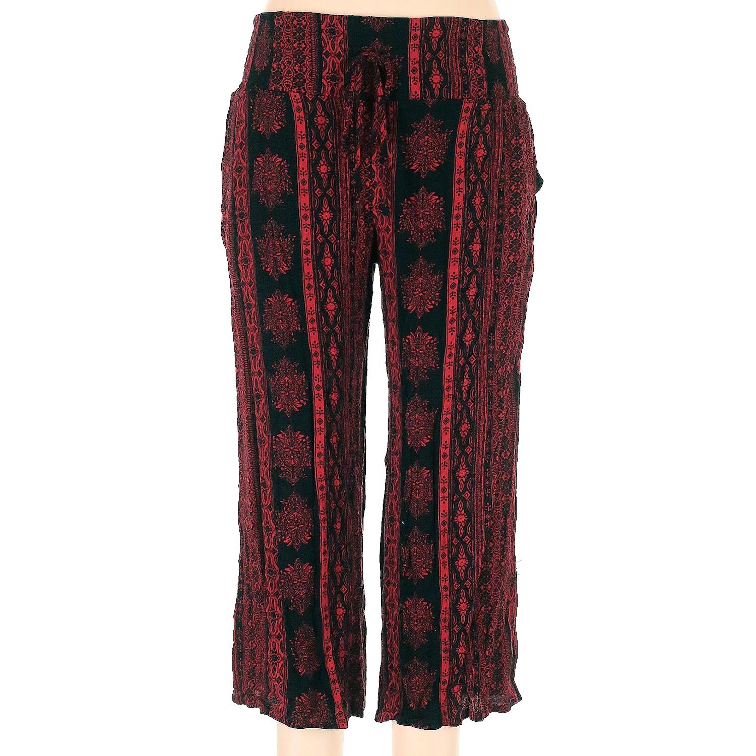 Peace Pearl Moroccan Style Rayon Palazzo Pants Ornamental Stripe