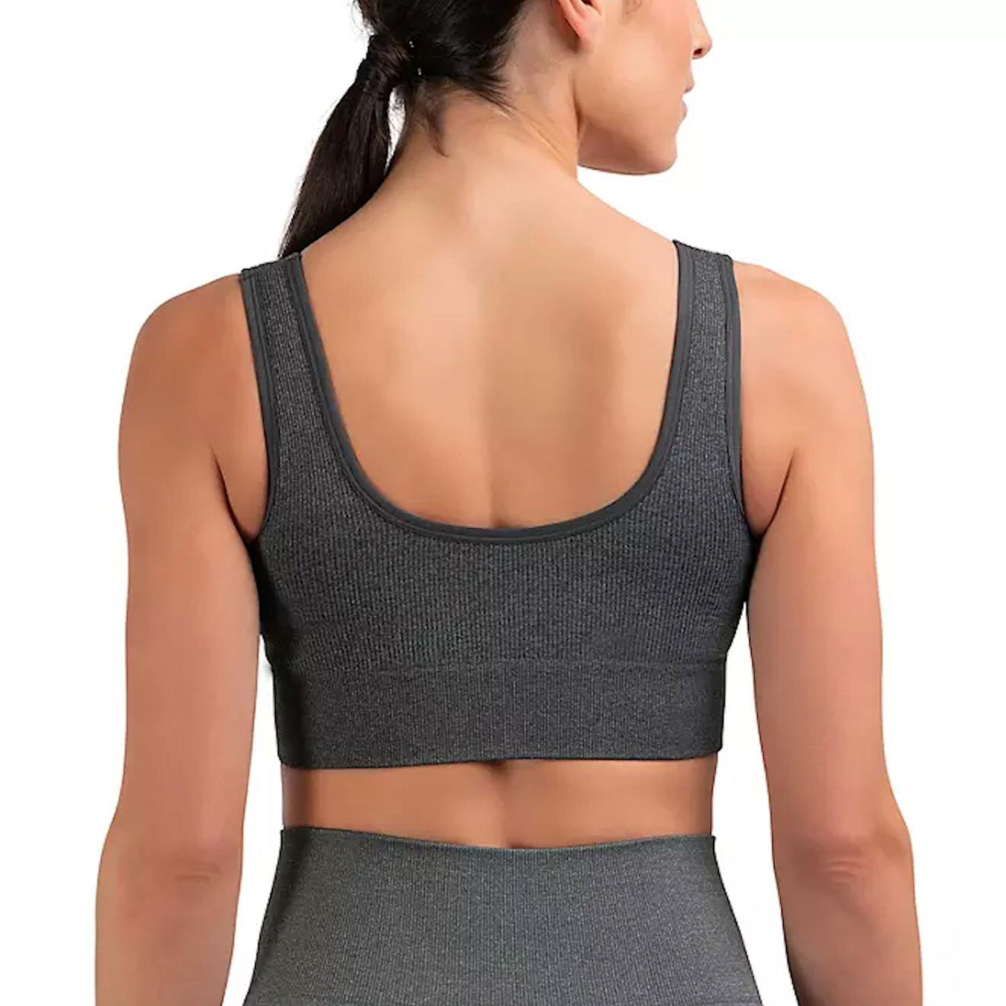 Member's Mark Ladies 2pk Seamless Double Scoop Sports Bra Black/Gray M