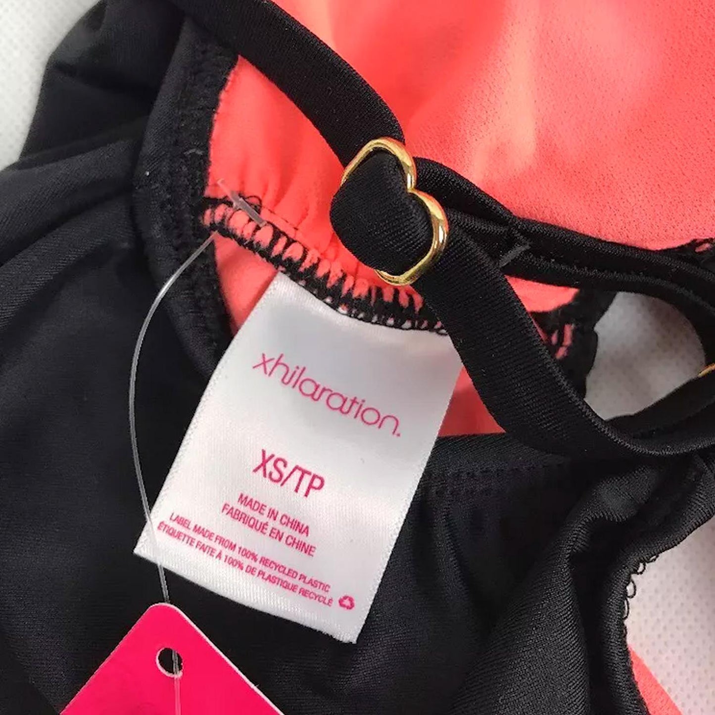 Xhilaration Women's Flounce Scalloped Bralette Bikini Top Black Coral Padded XS