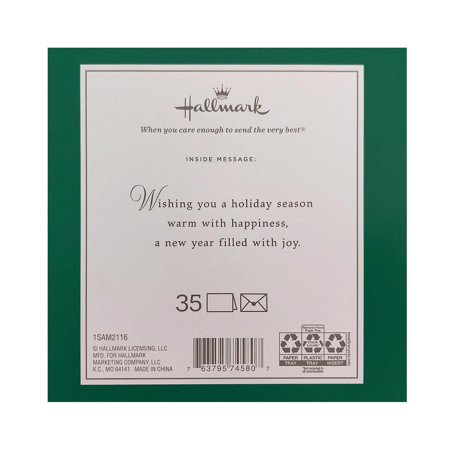 Hallmark Boxed Deluxe Christmas Cards Gold Happy Holidays 35 Cards, Designed Self-Sealing Envelopes and Seals