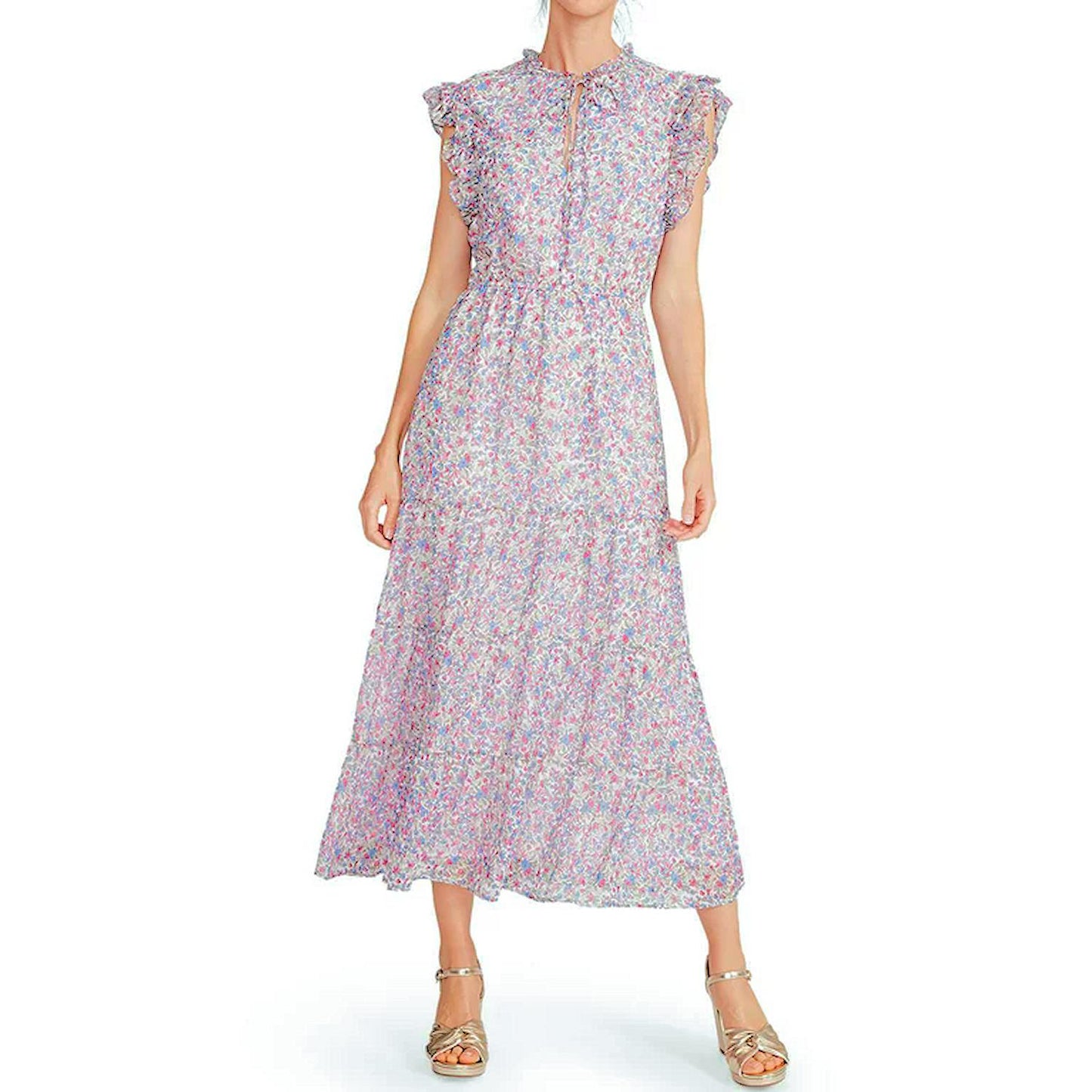 BB Dakota by Steve Madden Womens Ditsy Floral Sleeveless Printed Chiffon Dress
