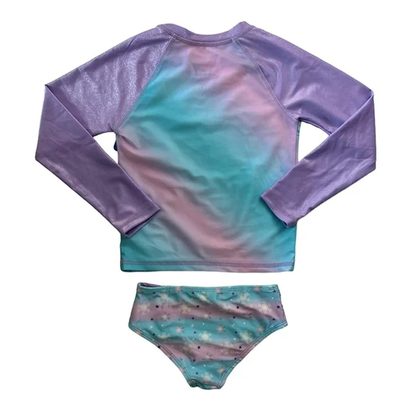 Disney Girl's 2 Piece Long Sleeve Rash Guard & Brief Bottom Swim Set (Frozen, 5T)