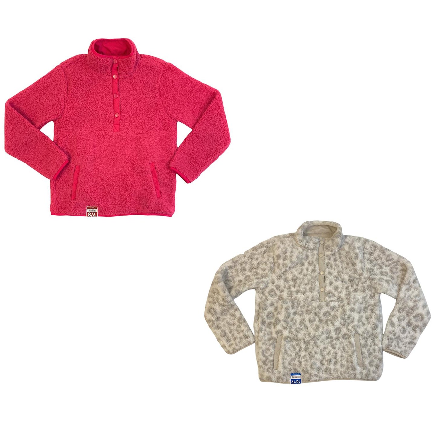 Member's Mark Girl's Snap Placket Cuddly Sherpa Pullover W/ Pockets