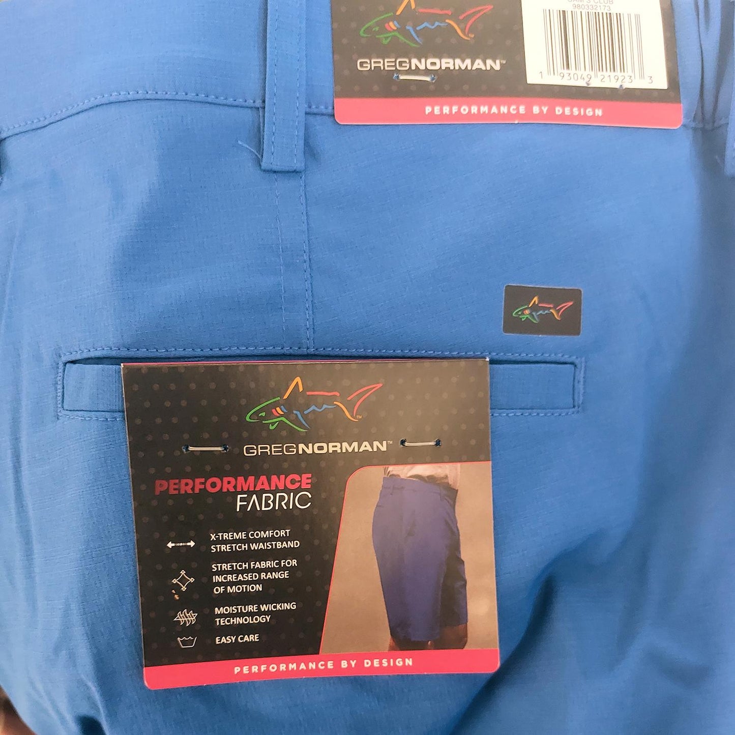 Greg Norman Men's X-Treme Comfort Waist Moisture Wicking Performance Shorts Blue 38