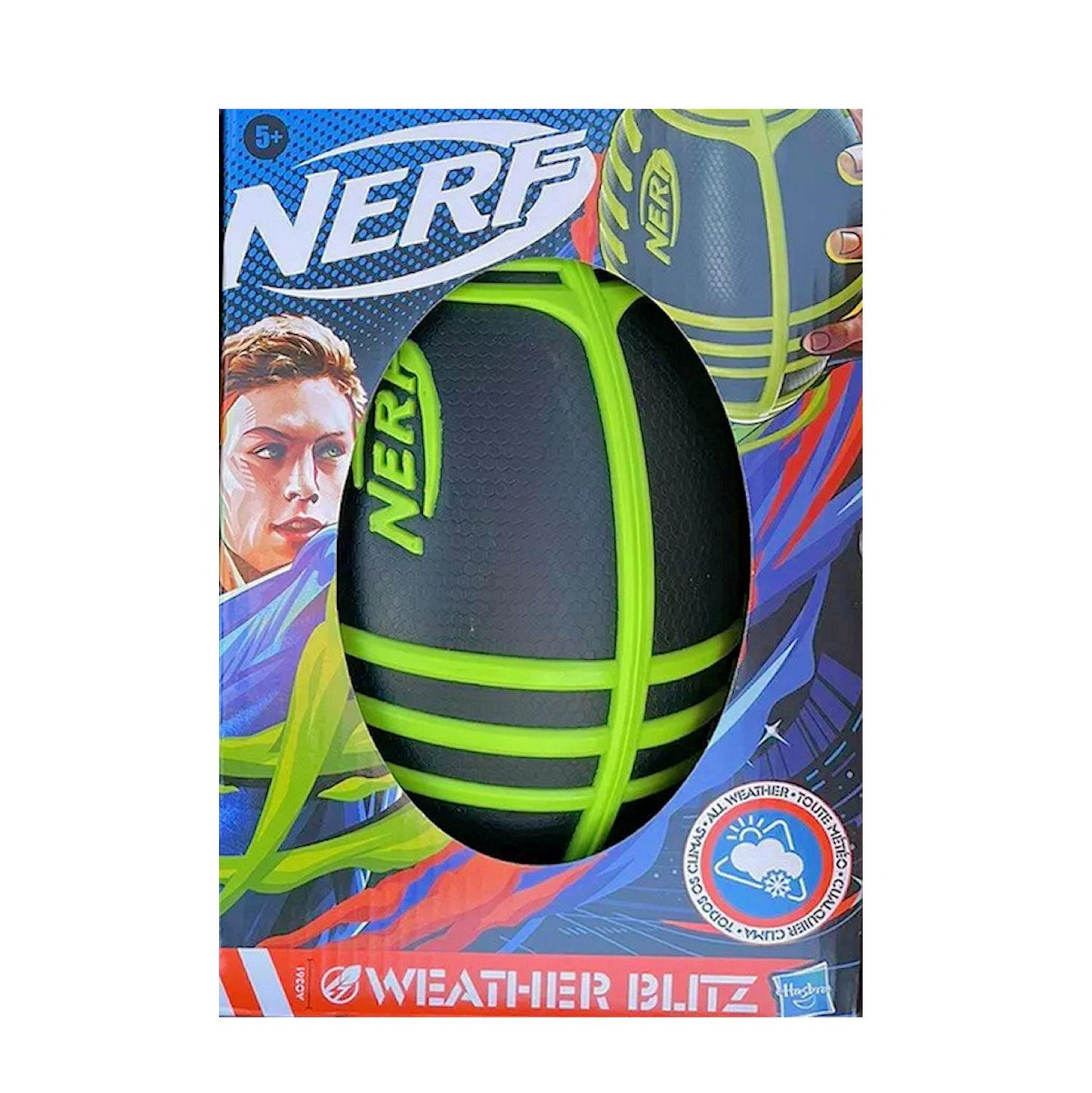 Nerf Weather Blitz Kids Foam Football Weatherproof Soft Foam Ball Indoor + Outdoor 9" Inch Youth Sized Football