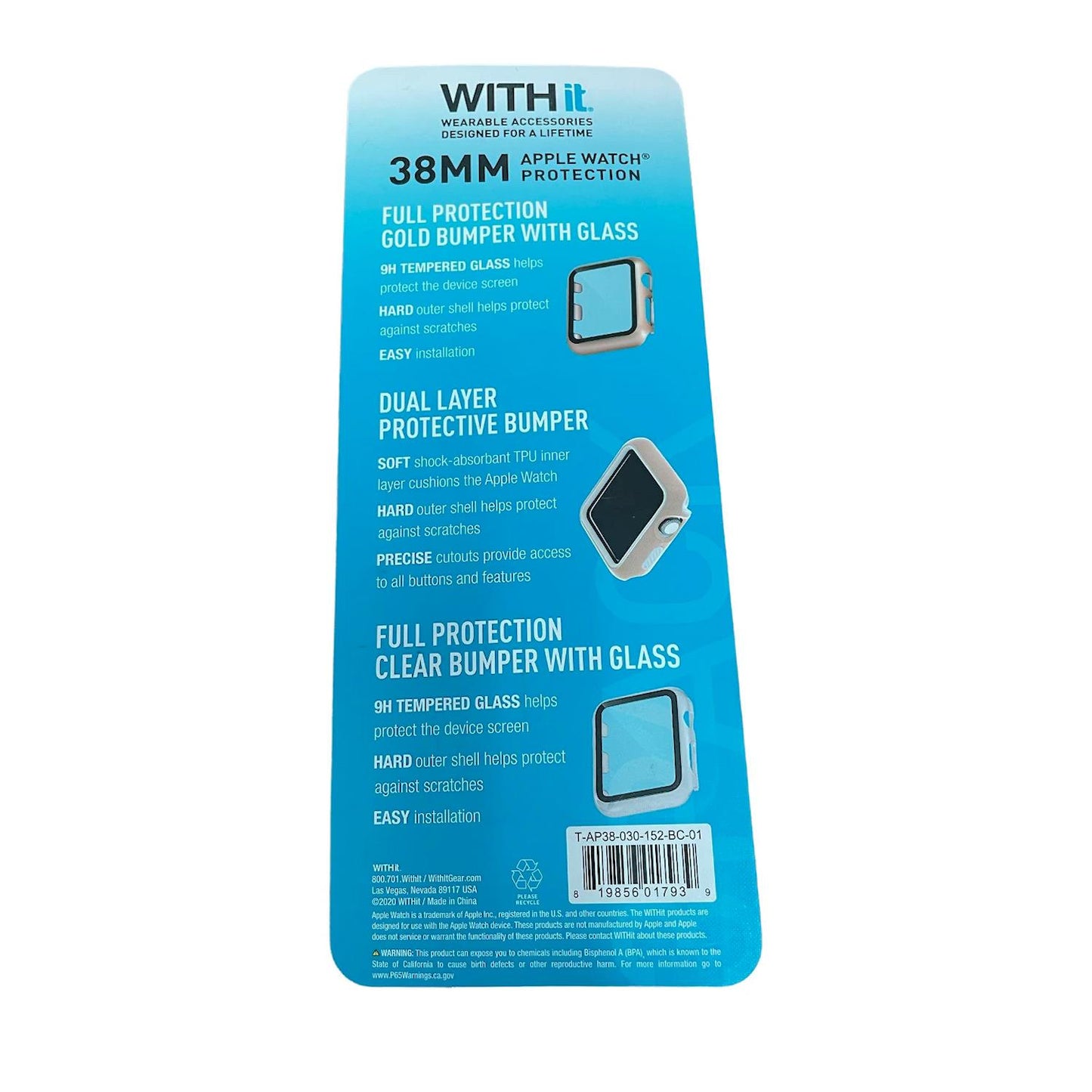 WITHit Protection for 38mm Apple Watch, 3 Pack Rose Pink, Pink, Clear