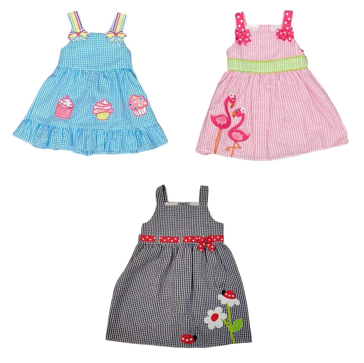 Emily Rose Girl's Cute Soft & Colorful Seersucker Sleeveless Sun Dress