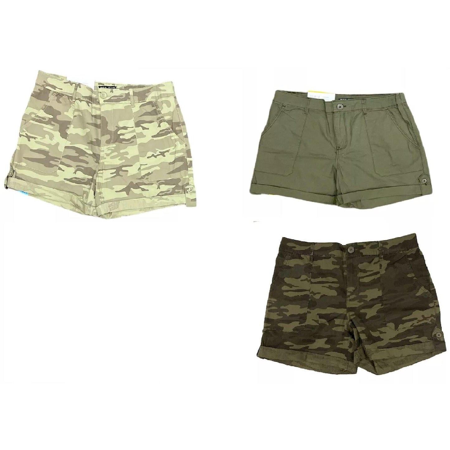 Social Standard Women's Hero Relaxed Fit Mid-Rise Poplin Roll Tab Utility Shorts