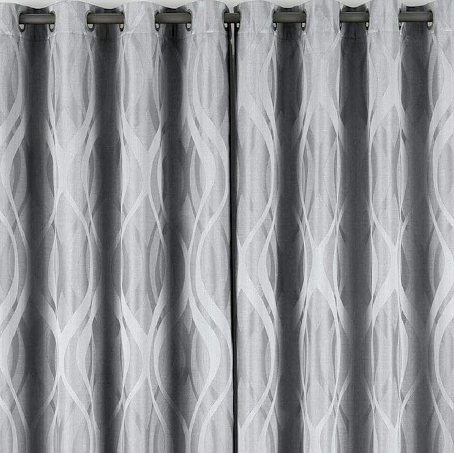 Eclipse Caprese Geometic Wave Blackout Thermalayer Grommet Single Panel, 52"x84", Silver