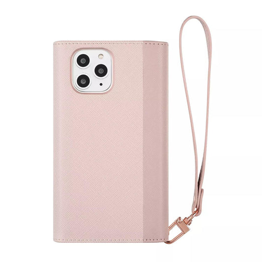 HABITU Folio Collection 2022 Odessa Mirror Pink Wallet Case for iPhone 12/12 Pro, Magnetic Vegan Leather Flip Phone Case with Card Pockets Compact Mirror