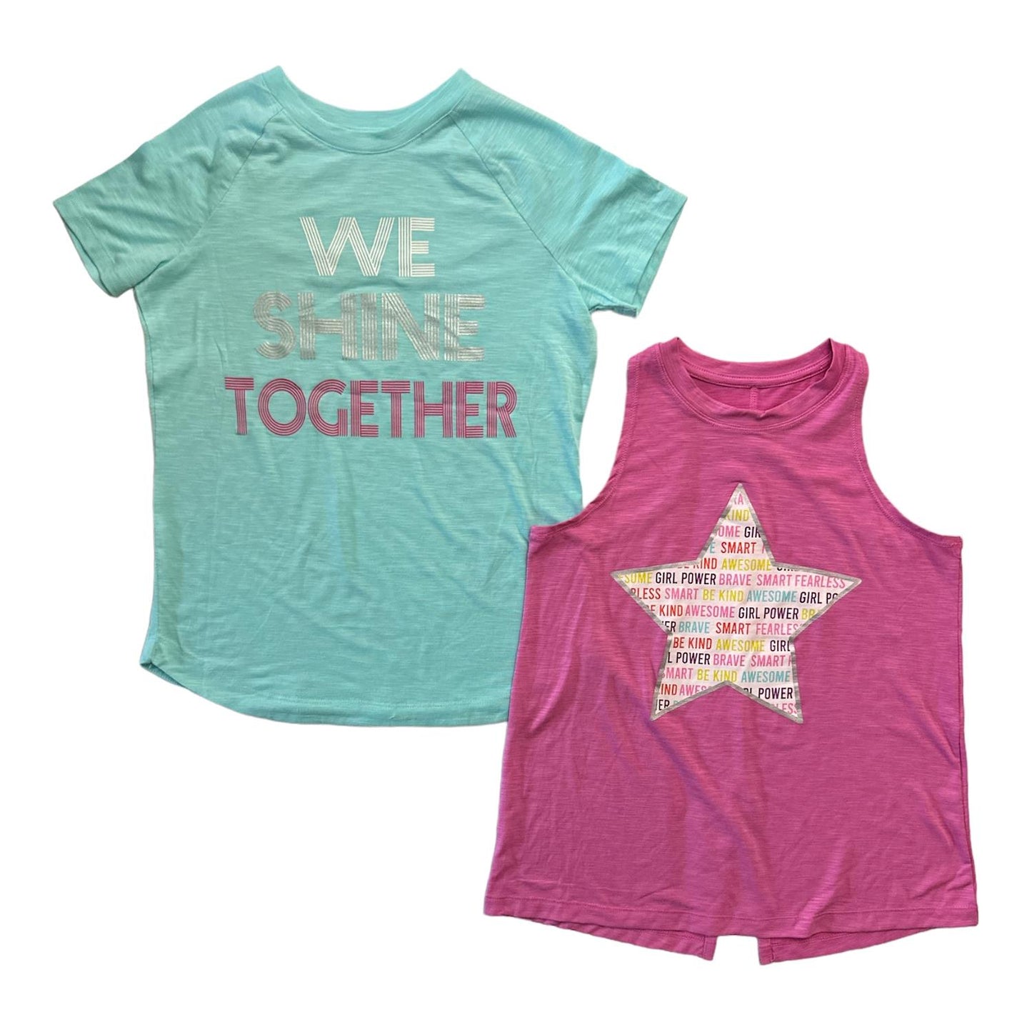 Member's Mark Girl's 2-Pack Moisture Wicking Lightweight Active Tees Pink Blue 14/16