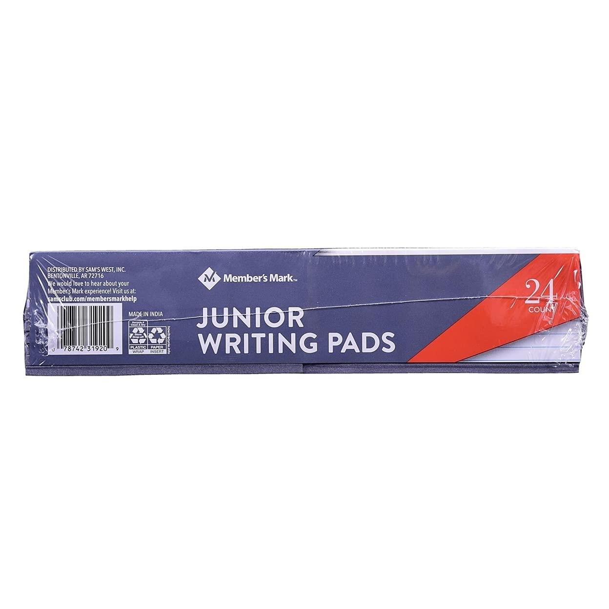 Member's Mark Narrow Ruled Lined Junior Writing Note Pad, 5 inch x 8 inch, White, (24 Pack of 50 pages)