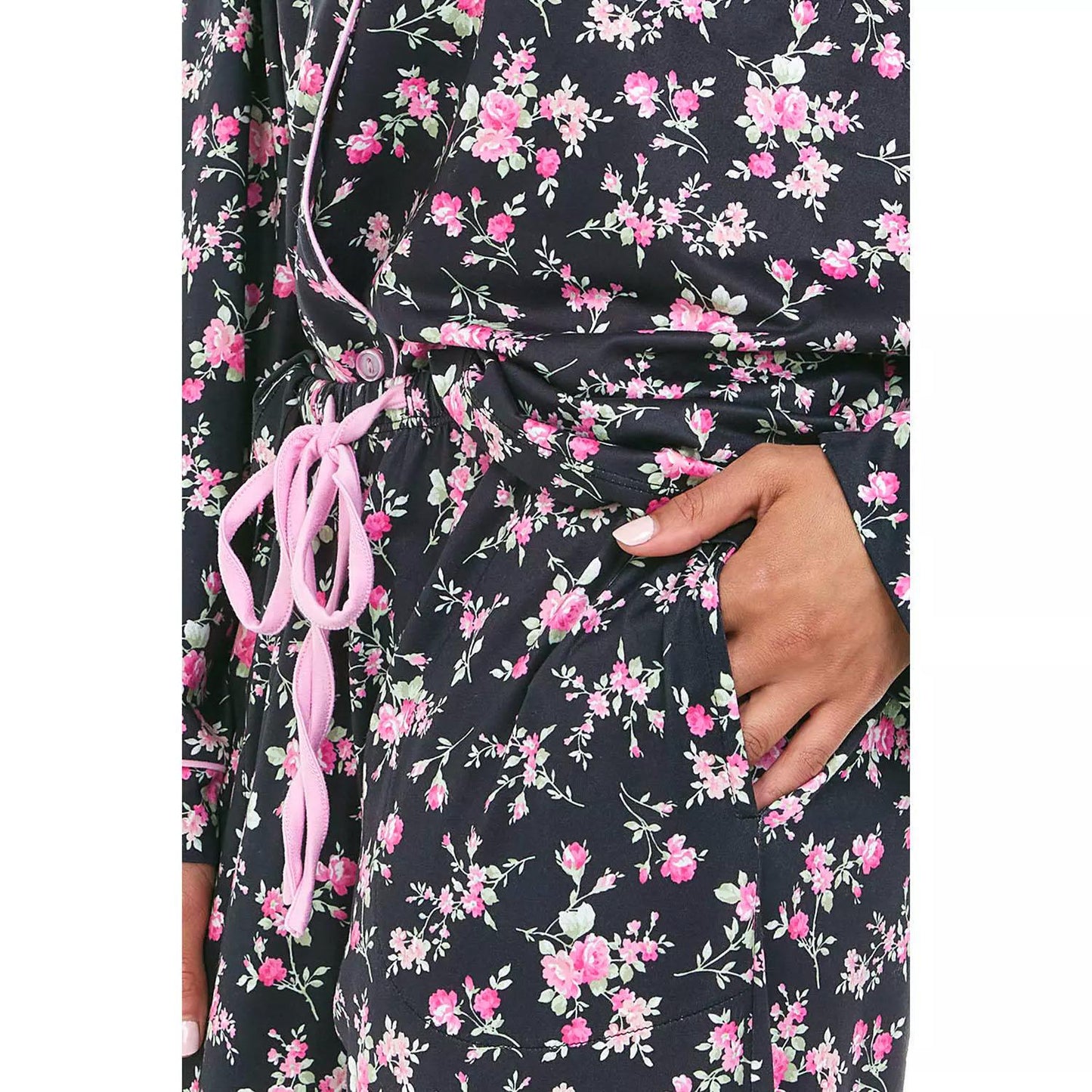 Flora Nikrooz Women's Long Sleeve & Pants 2PC Pajama Set Pink Floral M