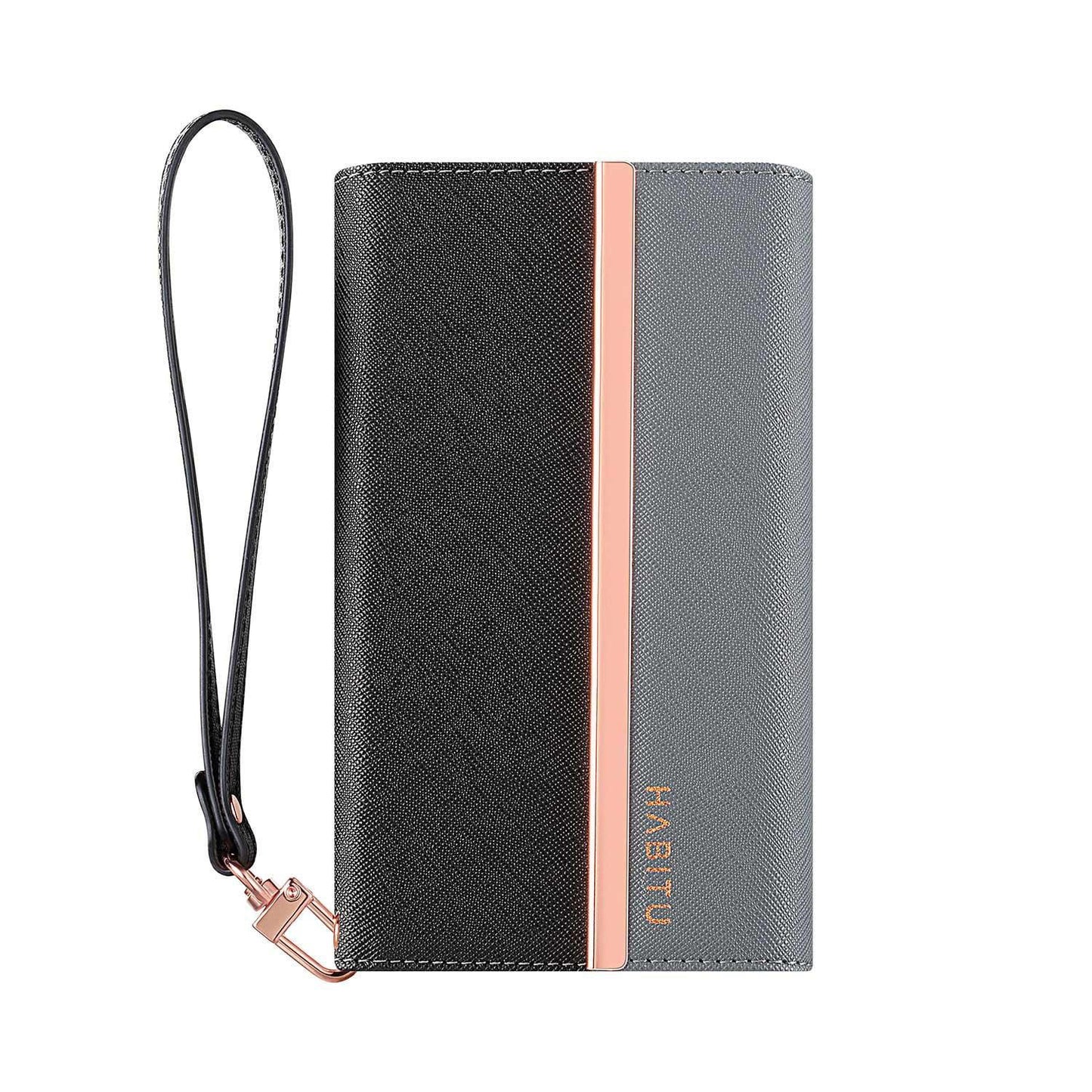 HABITU Eris Tri-Fold Pink Wallet Case for iPhone 11 PRO/MAX/XS MAX, Detachable Vegan Leather Magnetic Folio with Card Pockets, Mirror & Strap