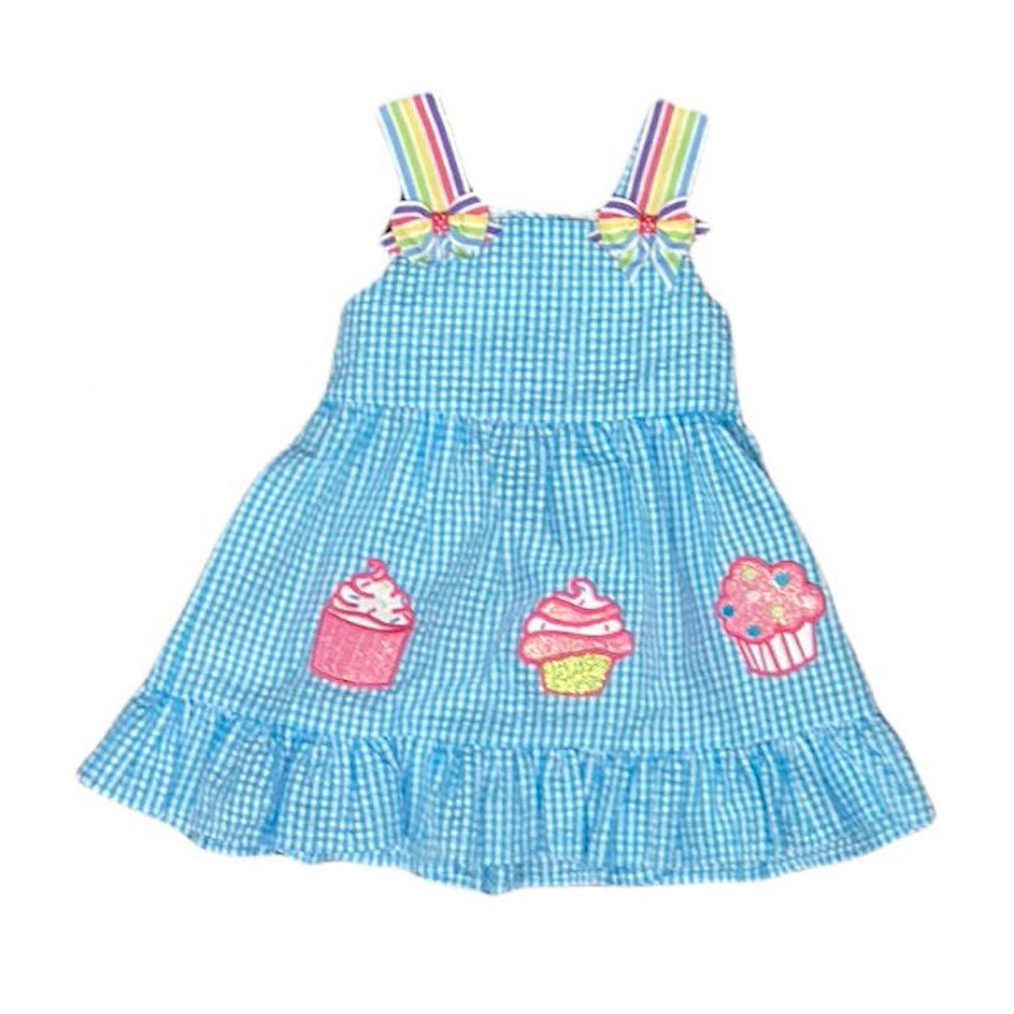 Emily Rose Girl's Cute Soft & Colorful Seersucker Sleeveless Sun Dress