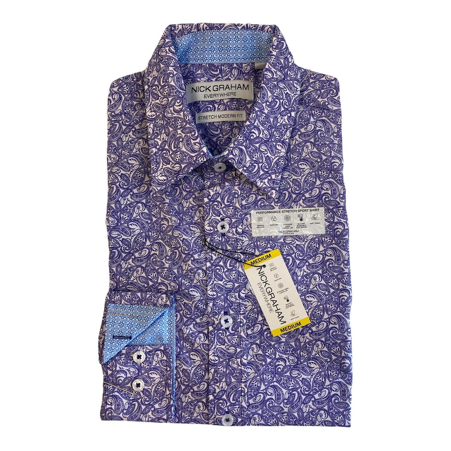Nick Graham Men's Everywhere Stretch Performance Woven Modern Fit Shirt